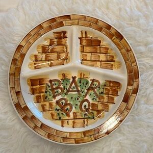 Vintage Divided Western BBQ Bar BQ Plate Mid Century Xlnt Condition Retro Grill